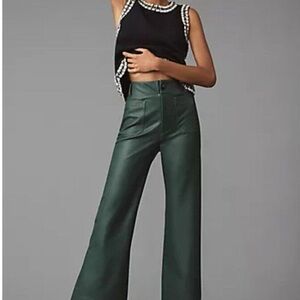 Anthropologie Dark Green Wide-Leg Pants